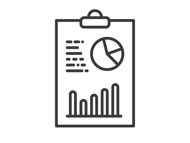 Illustration of a clipboard with a report and charts