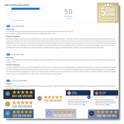 Screenshots of a PUMC review widgets