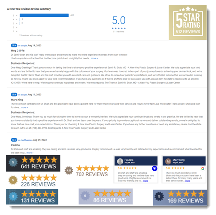 Screenshots of a PUMC review widgets